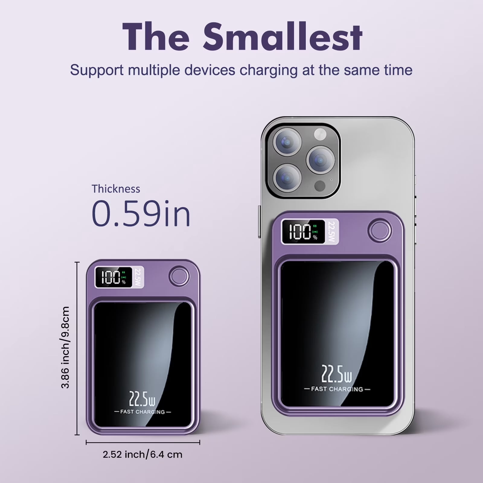 Magnetic Wireless Portable Charger, 5000mAh Power Bank with PD20w Fast Charging, USB C in&Out Battery Pack, Compatible with Mag-Safe for iPhone 17/16/15/14/13 Series, Samsung, Android, and More