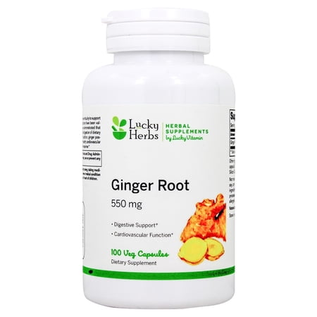 LuckyHerbs - Ginger Root Digestive Support 550 mg. - 100 Veg Capsules ...