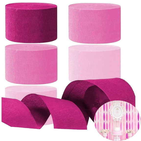 Tutuviw Crepe Paper Streamers Party Decorations,6Rolls Pink Peach Streamers,Exquisite Paper Ribbons,Party Streamets for Bachelorette Valentines Bridal Shower,82FT/Roll for Party Decorations