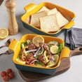 thumbnail image 4 of SWEEJAR Ceramic Baking Dish, 9 x 9 Cake Baking Pan for Brownie, Porcelain Square Bakeware with Double Handle for Casserole, Lasagna, Family Dinner,Blue&Yellow, 4 of 6