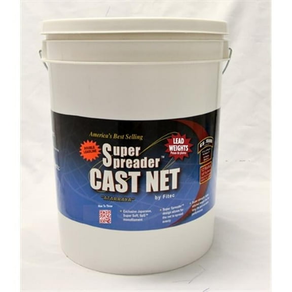 FITEC  10912 GS1500 Ultra Spreader Cast Net 12'x1/4'' Mesh  Clear  Lead  1.5 lb wt