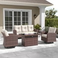 thumbnail image 4 of Layinsun 5 Pieces Patio Furniture Set with Swivel Chairs, Rattan Wicker Rocking Glide Chairs with 44" Propane Gas Fire Pit Table Conversation Set, 4 of 8