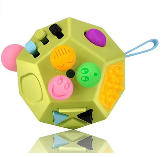 Yiiyaa Fidget Cube 12 Sides Dodecagon Toy Stress and Anxiety Relief Relax for Children and Adults ADD/ADHD/OCD and Autisme Focus Distraction Green&Pink