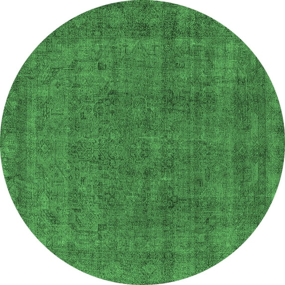 Ahgly Company Indoor Round Oriental Emerald Green Industrial Area Rugs, 5' Round
