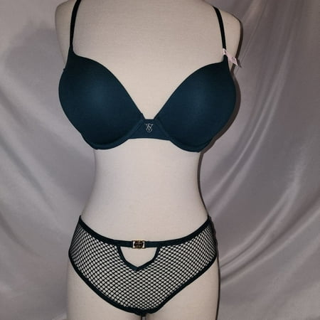 Victoria s Secret Bombshell & Cheeky Matching Bra & Panty Set - 32D & Small in Black Ivey