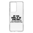 thumbnail image 1 of DistinctInk Clear Shockproof Hybrid Case for Galaxy S21 ULTRA 5G (6.8" Screen) - TPU Bumper Acrylic Back Tempered Glass Screen Protector - My Dog Winks at Me Sometimes, 1 of 2
