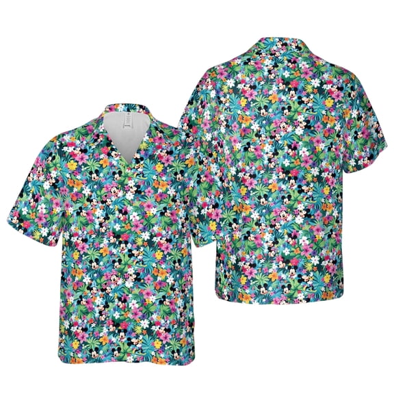 Tropical Green Mickey, Unisex Adult Kid Disney Hawaiian Shirt, Disney Cruise Vacation Hawaiian Shirt, Disney Outfit, Family Matching Shirt