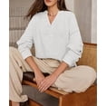 thumbnail image 3 of Women's Casual V Neck Long Sleeve Shirt Oversized Lightweight Blouse Top for Daily Wear, 3 of 8