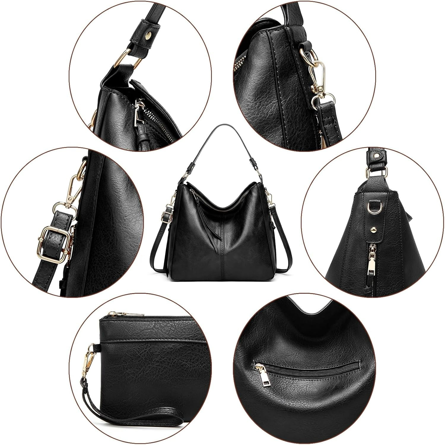 Gmdisc Hobo Bag for Women Crossbody Purse and Handbags Ladies Chic Shoulder Bags, Black