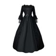 thumbnail image 3 of YTCAMLO Plus Size Halloween Long Dresses for Women Vintage Lace Up Long Flared Sleeve Medieval Costume Gothic Medieval Dress, 3 of 7