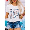 thumbnail image 2 of Women's White American Flag Bowknot Graphic Tee, 2 of 8