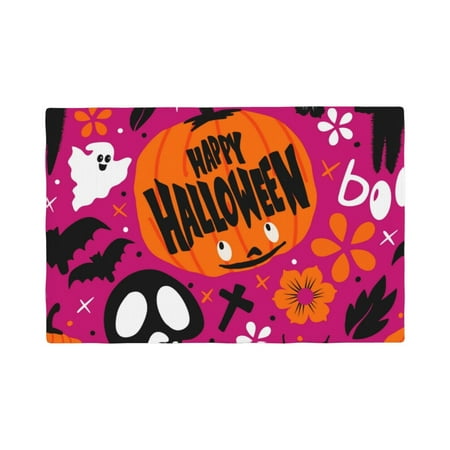 

Table Placemats Set of 4 - happy spooky elements pink 12x18 In Faux Linen Double Heat Resistant Place Mats Cloth Indoor/Outdoor Placemats Washable Table Mats for Dining Kitchen Party