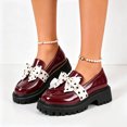 thumbnail image 2 of HEWUQI Women's Polka Dot Bow Loafers Platform Business Casual Dressy slip on Comfortable Breathable Arch Support for Daily Commuting Wine Size 7.5, 2 of 7