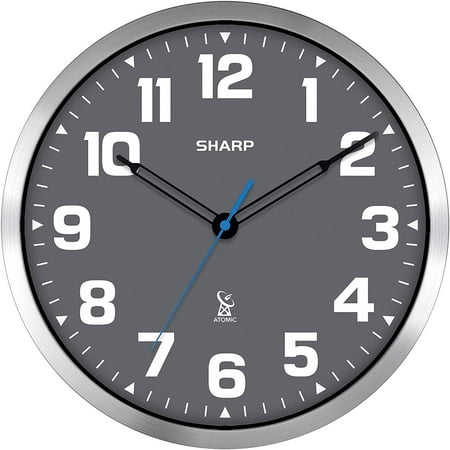 GGSW Analog Wall Clock 12 Grey Face, Silver Brushed Finish Sets Automatically Battery Operated Easy photo GGSW Analog Wall Clock 12 Grey Face, Silver Brushed Finish Sets Automatically Battery Operated Easy