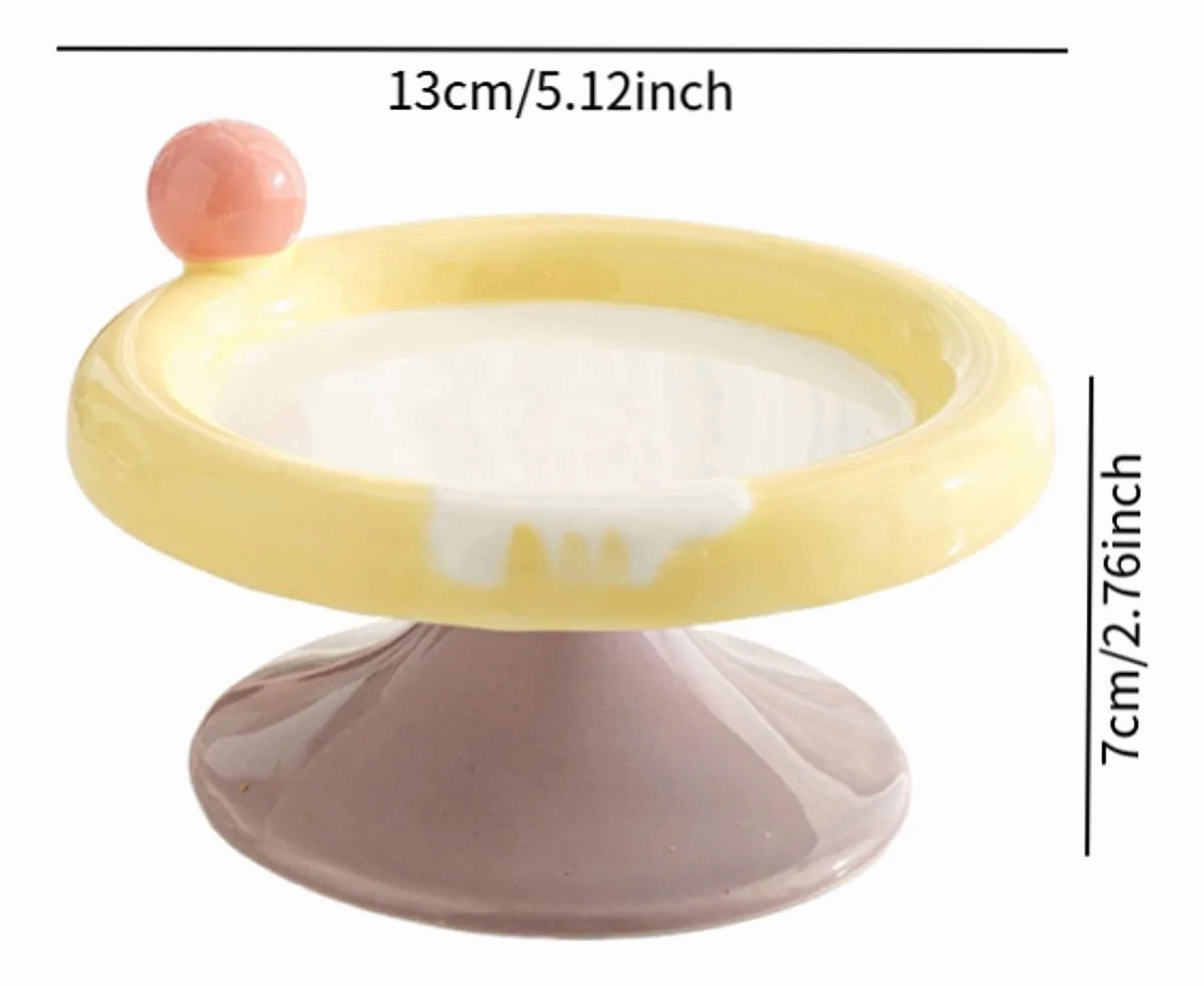 Fairela Elevated Ceramic Cat Bowl, Anti-Slip Raised Pet Feeder, Ice Cream Style Design, Yellow