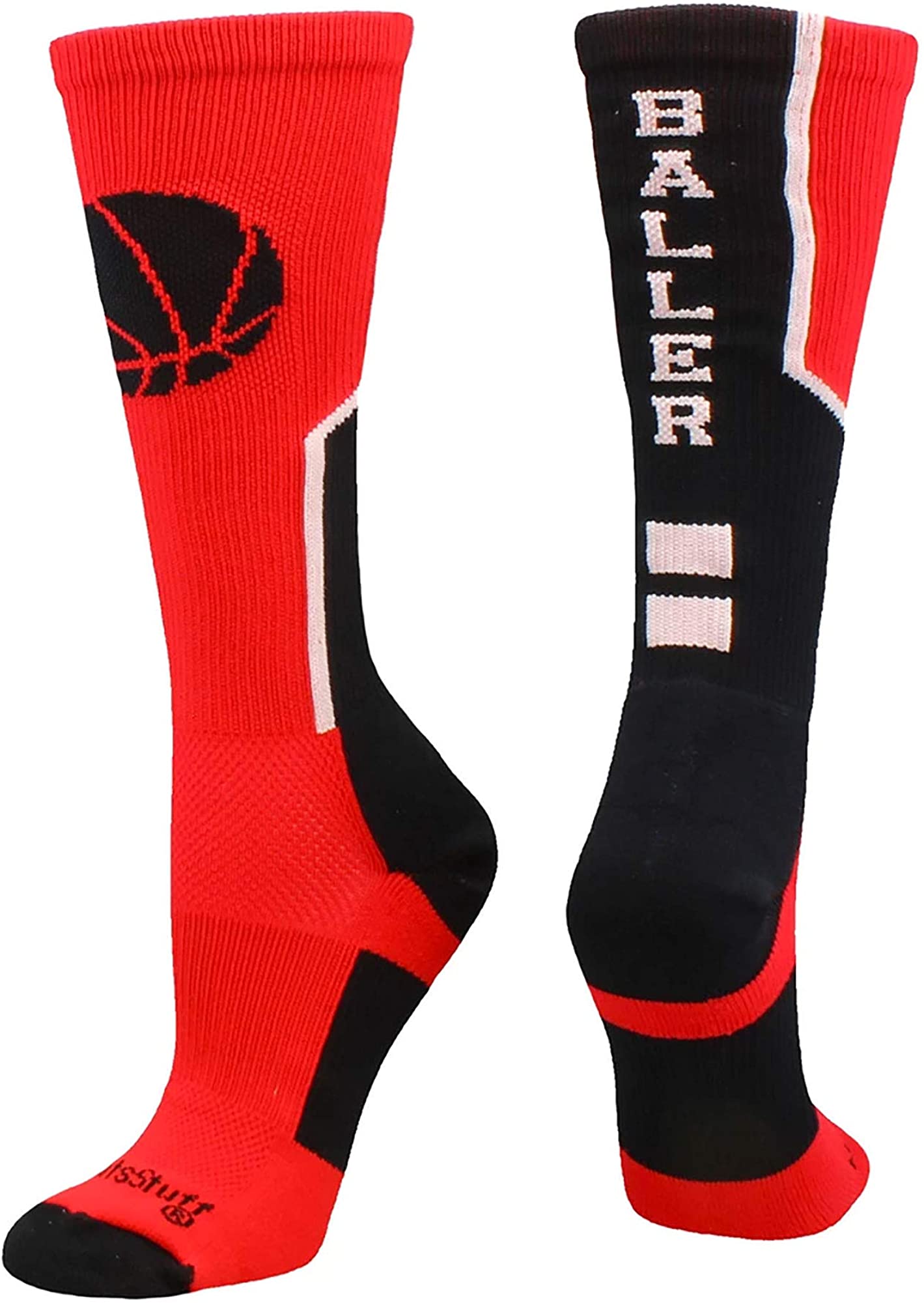 MadSportsStuff Baller Basketball Socks with Basketball Logo Crew Length MadSportsStuff Baller Basketball Socks with Basketball Logo Crew Length