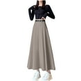 thumbnail image 4 of Rohuuque Women's Fall Winter Midi Skirt Trendy Office Tailored Stretch Comfortable Business Casual Bottom Maxi Dress Coffee, 4 of 7