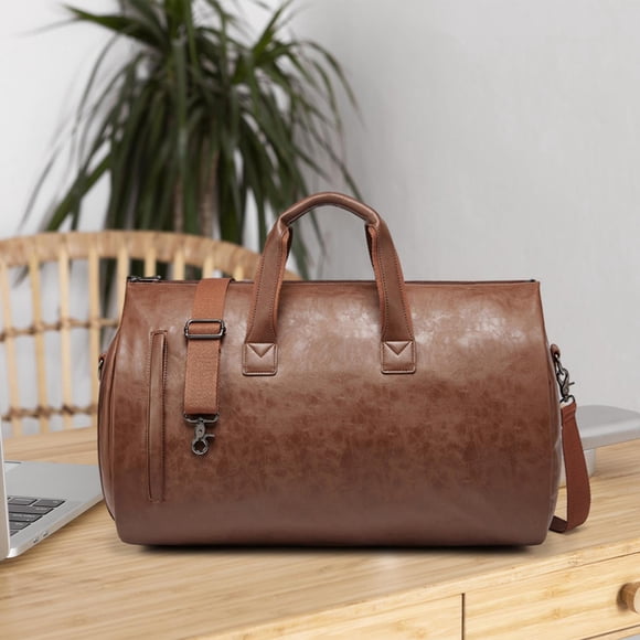 Leather Duffle Bag Extra Large Lightweight Multifunction Business Travel Bag Brown