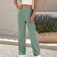 thumbnail image 2 of WREESH Womens Wide Leg Sweatpants Fashion Round Neck Color Blouse Short Sleeve Tops Shorts Casual Suit Sets Green, 2 of 7