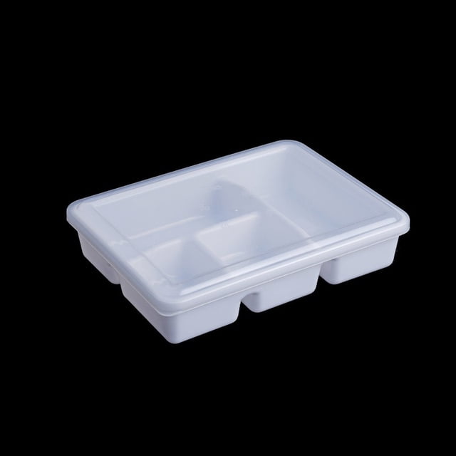 Recipientes de Alimentos de Plástico Rectangular Blanco Reutilizable Grueso de Cuatro Habitaciones Y Cinco Habitaciones Caja de Comida Rápida de Plástico, Caja de Comida Rápida de Plástico Lavable