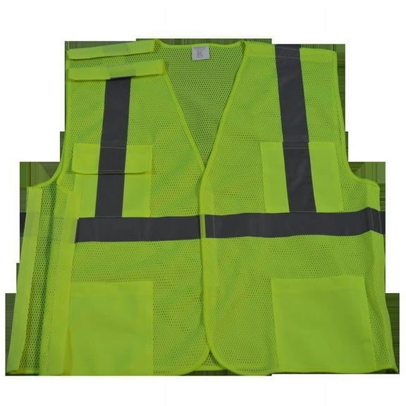 Petra Roc LVM2-5PB-4X-5X Safety Vest Ansi Class Ii Lime Mesh 5-Point Break Away, 4X & 5X