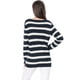 thumbnail image 5 of INSPIRE CHIC Suéter de rayas túnica con hombros descubiertos y cuello redondo para mujer Azul XS, 5 of 6