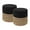Cylindrical Blocked Black Natural -Two Pack, variant on · REDEARTH · Cylindrical Pouf Ottoman - Braided Pouffe Accent Sitting Round Footrest for Living Room, Bedroom, Nursery, kidsroom, Patio, Gym; 70% Cotton 30% Jute, (14.5"x14.5"x16"; Black Natural)