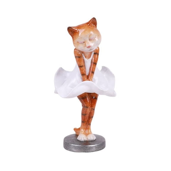 Star Reborn Lady Cat Marilyn with White Dress Resin Figurine