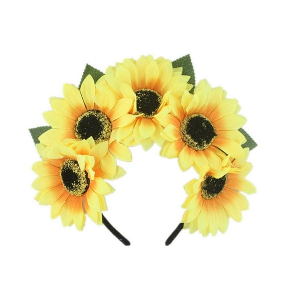 Realistic Sunflower Shape Headband for Girls Adjustable Ethnic Style Hair Hoop Carnival Party Girls Hair Accessories