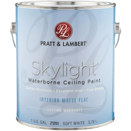 Pratt & Lambert Ceiling Paint Skylight - Low Odor, Latex-Based, Matte - 1 Gal, White