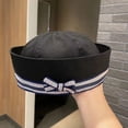 thumbnail image 7 of Jiibva Sailor Hat Navy Yacht Captain Hat with Sweet Bow Sail Hat for Adult Women Simple Style Halloween Party Caps, 7 of 7