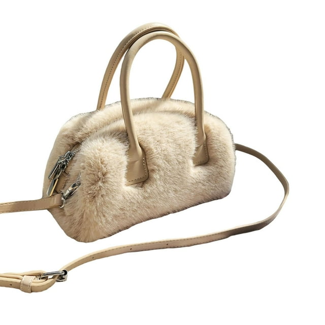 Bolso de peluche portátil, compacto, suave, práctico, bandolera, elegante, bolso de mano para color albaricoque