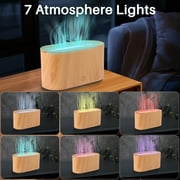 BCOOSS Essential Oil Diffuser Aromatherapy Aroma Air Diffuser with Flame Light, Wood Grain
