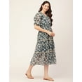 thumbnail image 3 of Moomaya Womens Printed Tiered Dress V Neck Elbow Sleeves Poly Georgette Dress, 3 of 8