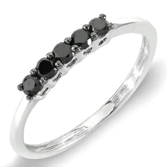 0.37 Carat (ctw) 10K White gold Round Black Diamond Ladies Anniversary Wedding Band Ring 3/8 CT