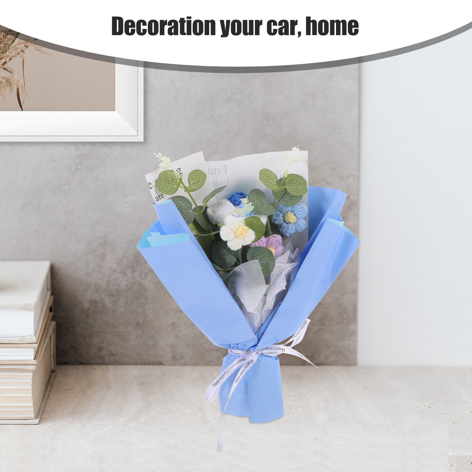CTIRCHIU Crochet Flower Bouquet Decorative Floral Ornament for Home Decor, Party, Graduation & Special Celebration