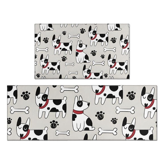 Bulldog Dog Kitchen Rugs Sets Of 2,Anti Fatigue Kitchen Mat Rugs Non Slip Washable,Decorative Kitchen Floor Mats for Kitchen,Sink,Laundry,17"x30" 17"x47"
