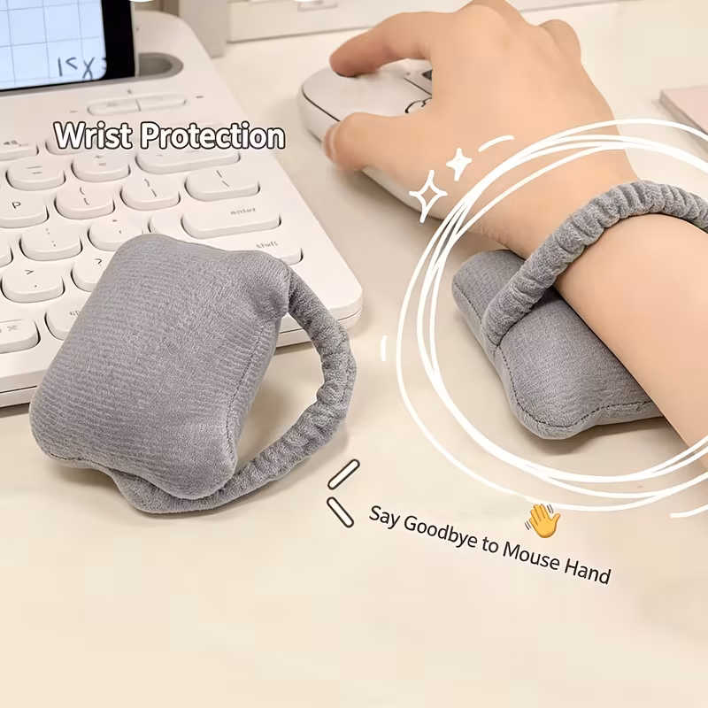 2-Piece Set Wearable Wrist Rest, Mouse Pad Wrist Cushion & Keyboard Typing Support Pad for Home Office