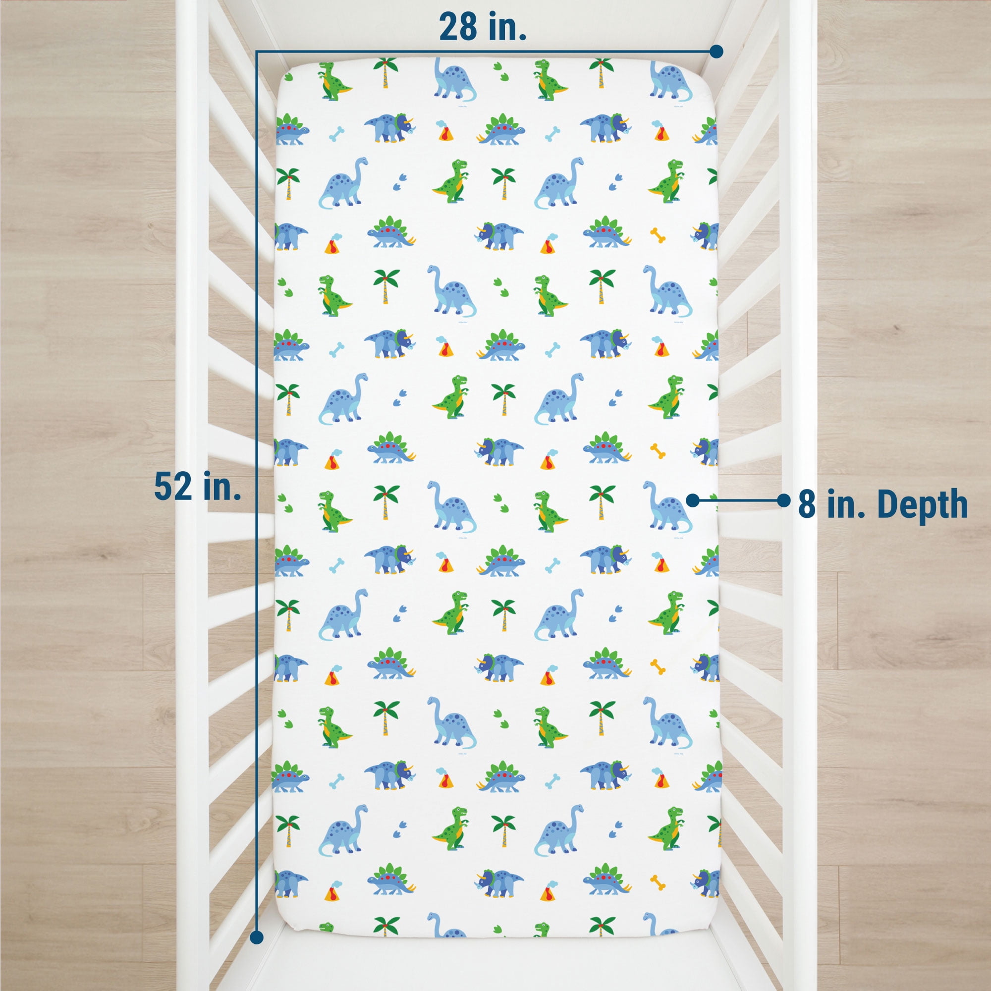 Wildkin Kids 100% Cotton Fitted Crib Sheet for Boys and Girls (Dinosaur Land Blue)