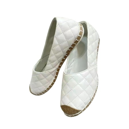 

Zodanni Women Comfort Flat Shoes Walking Fashion Round Toe Loafers Casual Lightweight Slip On White 6.5