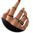 thumbnail image 4 of Anillo de unión negro, personalidad creativa, combinación simple apilada, conjunto de anillos de 7 piezas, combinación de moda, 4 of 6