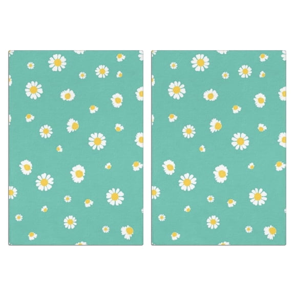 2 Pcs Funny Kitchen Towels,Teal Daisy Flower Yellow Centers Pattern Microfiber Dish Towels,Kitchen Tea Towels,Kitchen Towel Set (18" X 26")