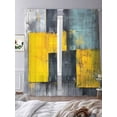 thumbnail image 3 of Abstract Color Block Sheer Curtains 108 Inches Long 2 Panels Yellow Block Gradient Black Modern Light Filtering Semi Sheer Window Curtains Drapes for Bedroom Living Room 52"x108", 3 of 7