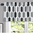 thumbnail image 2 of DriftAway Riley Geo Lined Window Curtain Valance Mid Century Geometric Blocked Pattern 2 Layers Rod Pocket, 52" x 18" Plus 2", Black and White Gray, 2 of 10