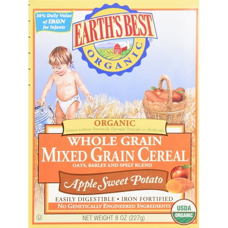Earth's Best Whole Grain Mixed Grain Cereal Apple Sweet Potato - 8 (Best Whole Grain Cereal For Diabetics)