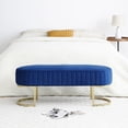thumbnail image 2 of Bench Bedroom Bench ,Velvet Oval Upholstered End of Bed Bench with Golden Metal Legs ,48" Modern Storage Ottoman Bench for BedroomLiving Room,, 2 of 7