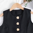 thumbnail image 5 of Kids Girls Summer Outfits 2 Piece Fashion Vest Top with Pleated Skirt Casual Clothes Set Solid Sleeveless Crew Neck Above Knee Black 10 Years-11 Years, 5 of 6