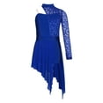 thumbnail image 3 of YIZYIF Kids Girls Figure Ice Skating Skirted Leotard Floral Lace Modern Latin Jazz Dance Dress Royal Blue 14, 3 of 7