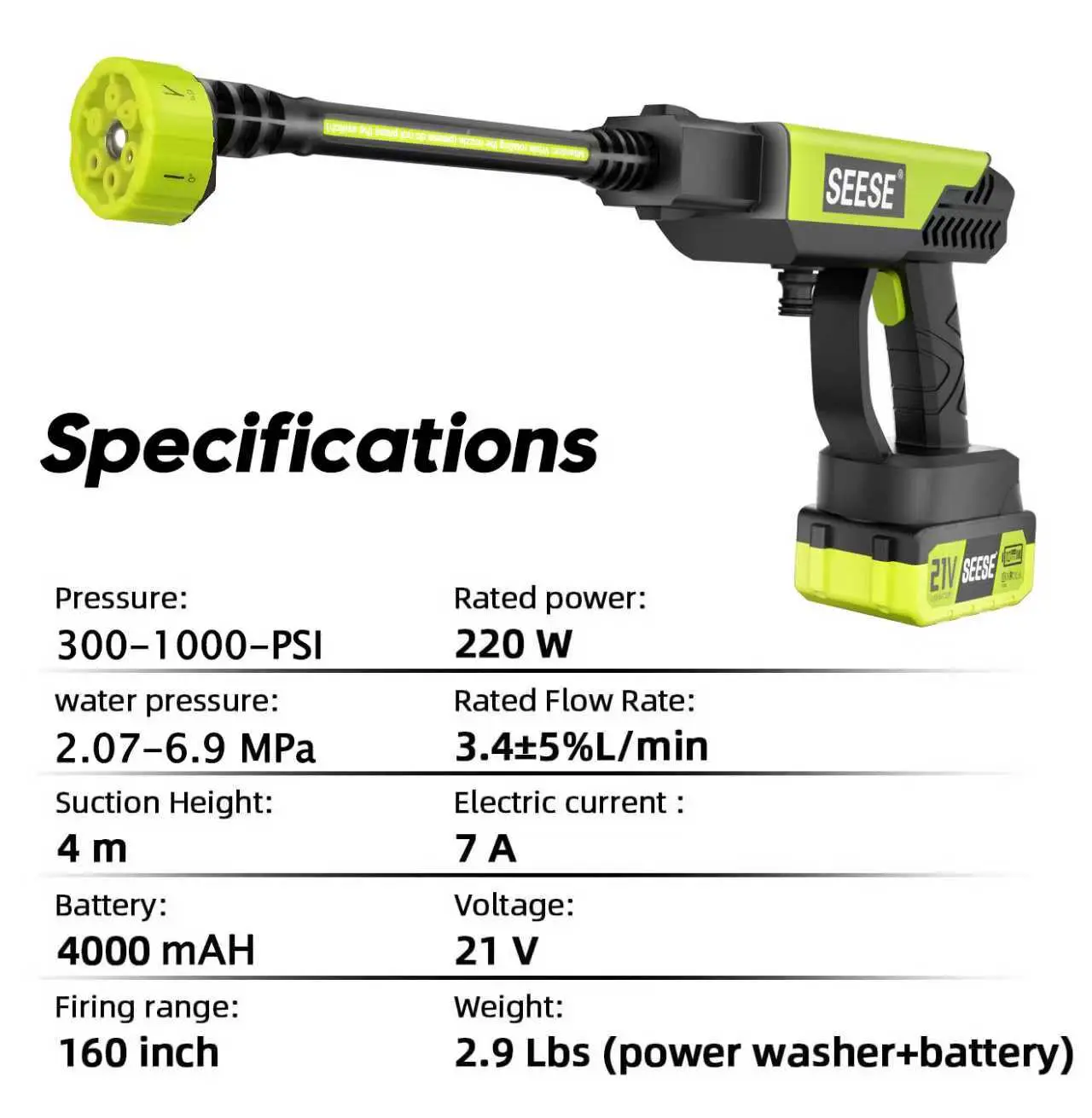 【SummerVibes】SEESE Cordless Pressure Washer and Single Port Charger Base, Bottle Portable Washer for Car,Home Cleaning & Garden Watering