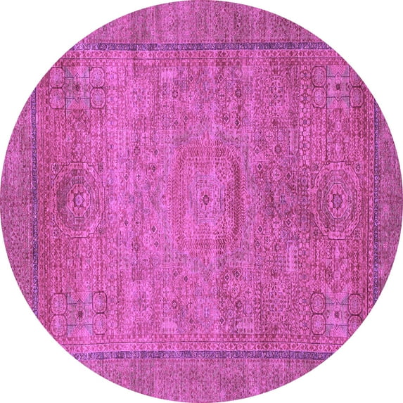 Ahgly Company Indoor Round Oriental Purple Modern Area Rugs, 3' Round